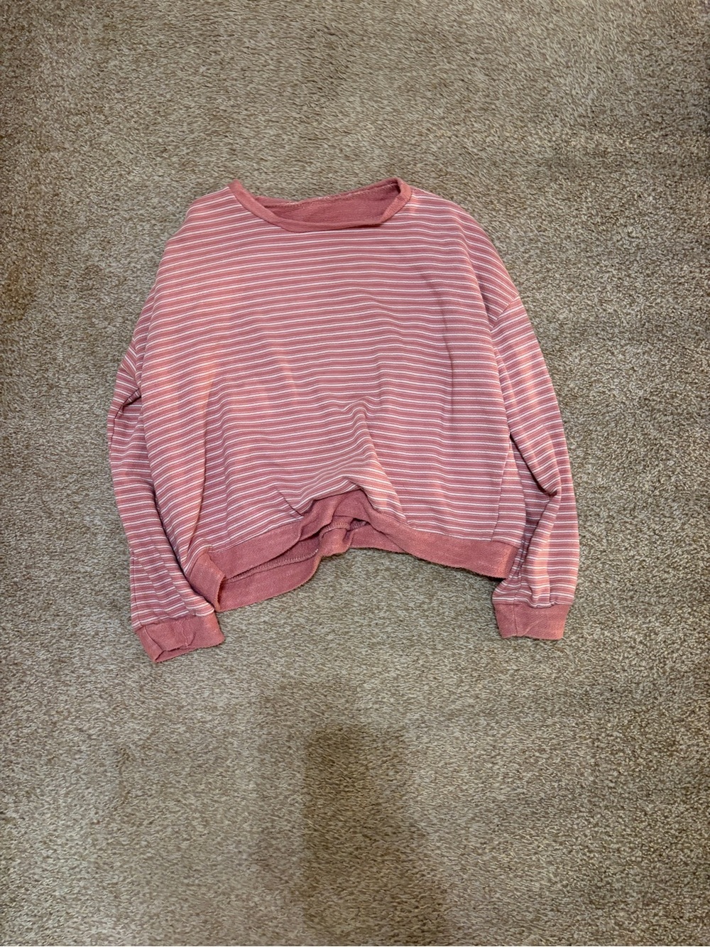 Striped Pink Crop Sweatshirt